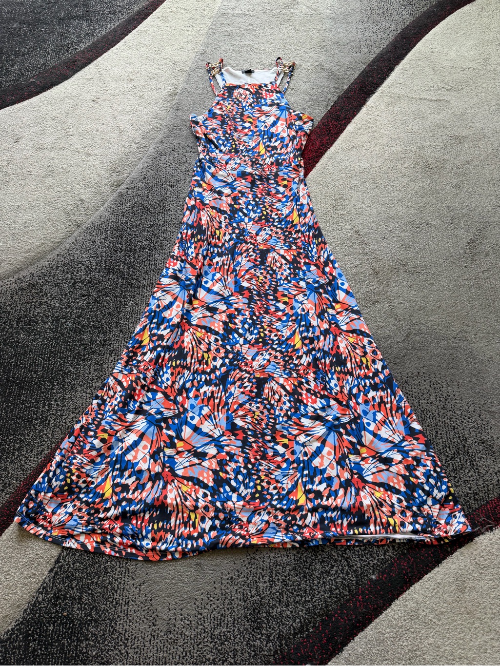 Karen Mullen Blue Butterfly Print Maxi Dress